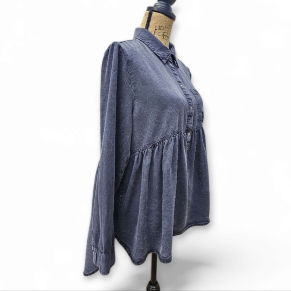 Zara Woman Supersoft Baby Doll Style Denim Top, Size L - Picture 4 of 8